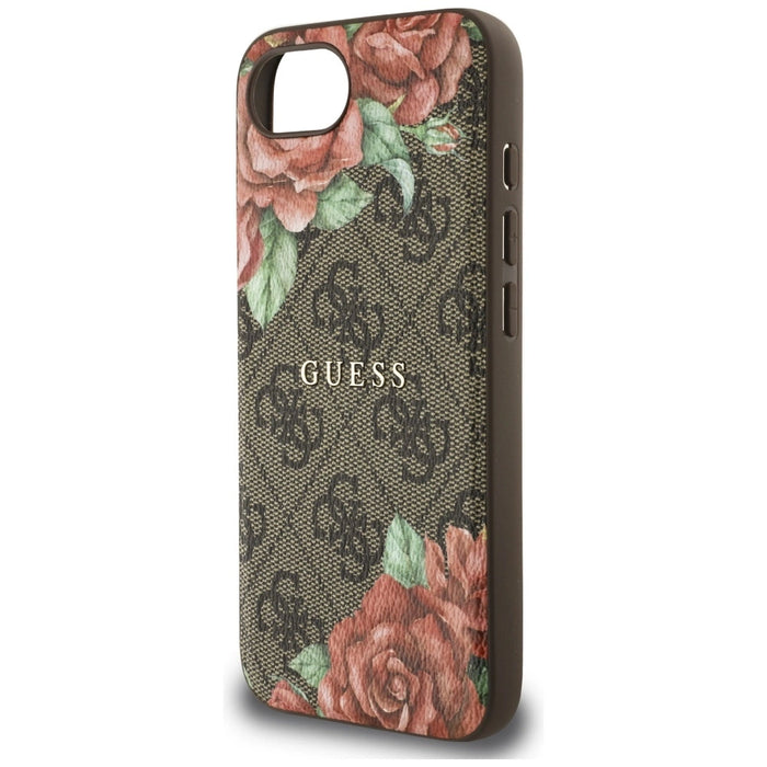 Guess 4G Flowers Print MagSafe case for iPhone 16e - brown