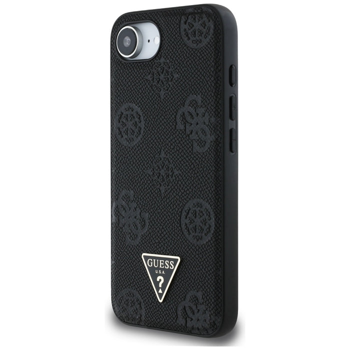 Guess Grained Hot Stamp Peony Triangle Logo MagSafe Case for iPhone 16e - Black