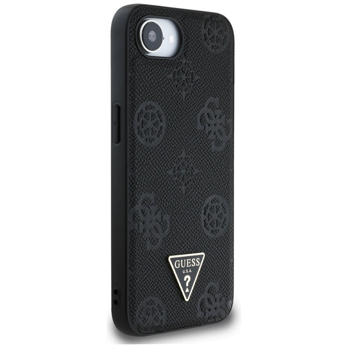 Guess Grained Hot Stamp Peony Triangle Logo MagSafe Case for iPhone 16e - Black