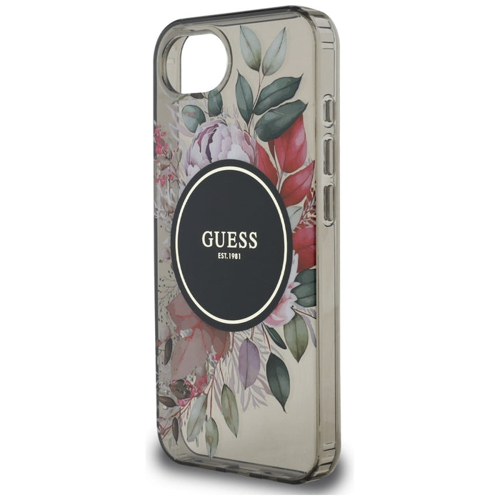 Guess IML Flowers MagSafe iPhone 16e Case - Black