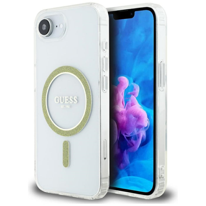 Guess IML Glitter Circle MagSafe iPhone 16e Case - Clear