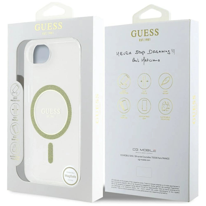 Guess IML Glitter Circle MagSafe iPhone 16e Case - Clear