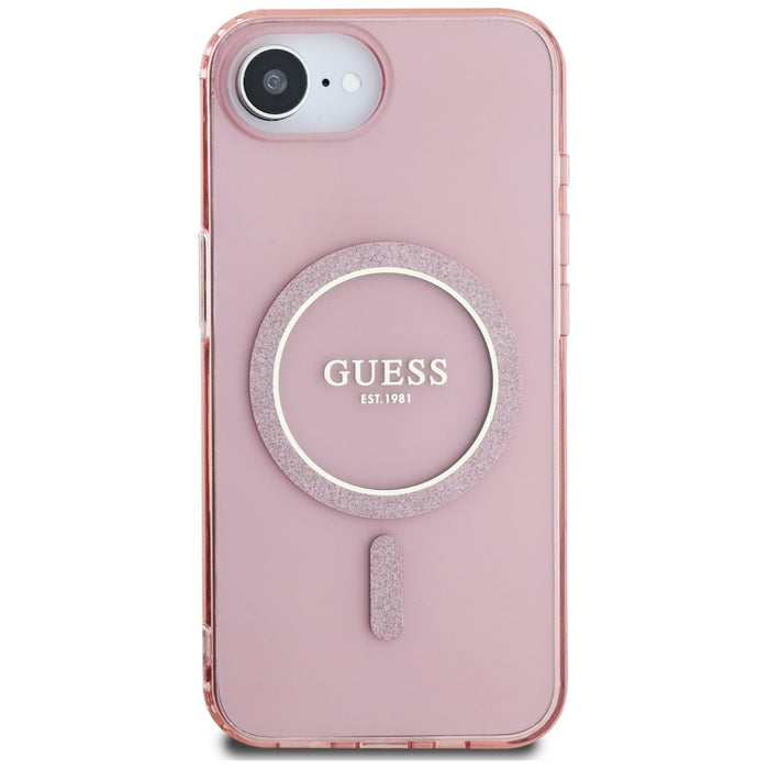 Guess IML Glitter Circle MagSafe case for iPhone 16e - pink