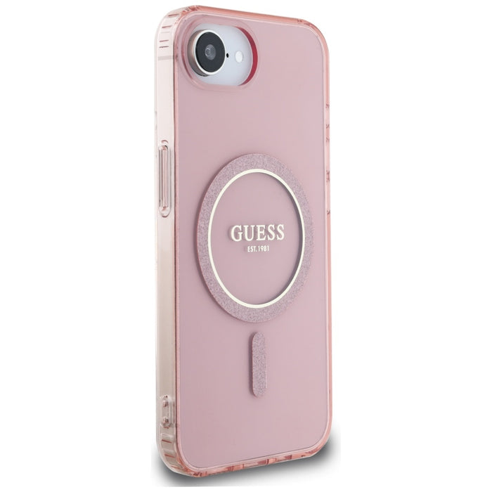 Guess IML Glitter Circle MagSafe case for iPhone 16e - pink