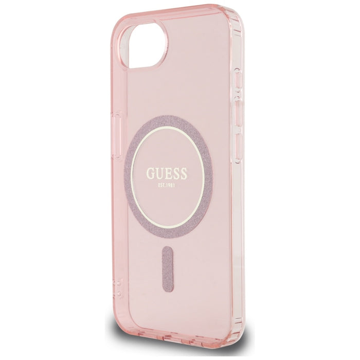 Guess IML Glitter Circle MagSafe case for iPhone 16e - pink