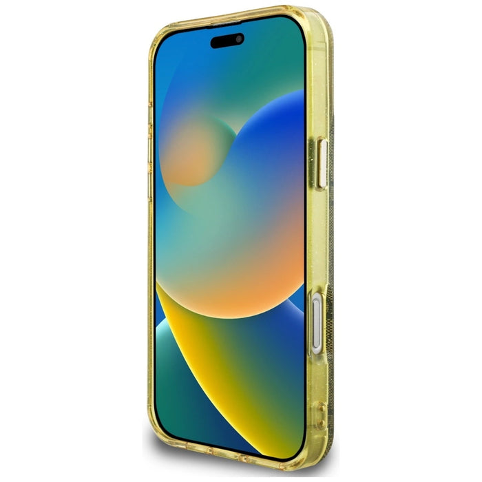 Guess IML Metal Glitter 4G Circle Triangle MagSafe Case for iPhone 16 Pro Max - Brown