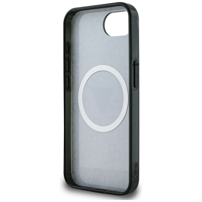 Guess IML Metal Glitter 4G Circle Triangle MagSafe Case for iPhone 16e - Black