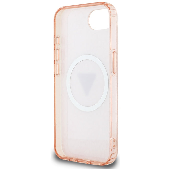Guess IML Metal Glitter 4G Circle Triangle MagSafe case for iPhone 16e - pink