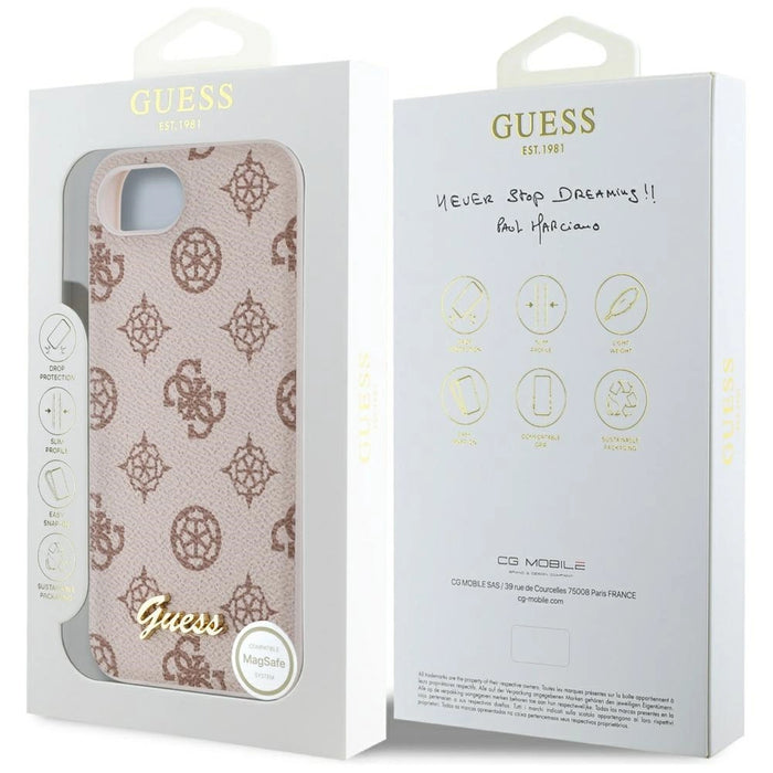 Guess Peony Script Logo MagSafe iPhone 16e Case - Brown