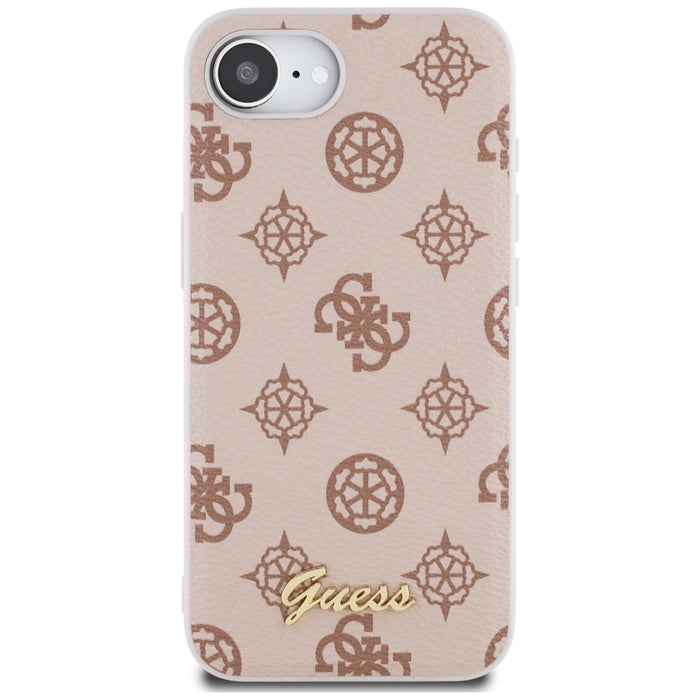 Guess Peony Script Logo MagSafe iPhone 16e Case - Brown
