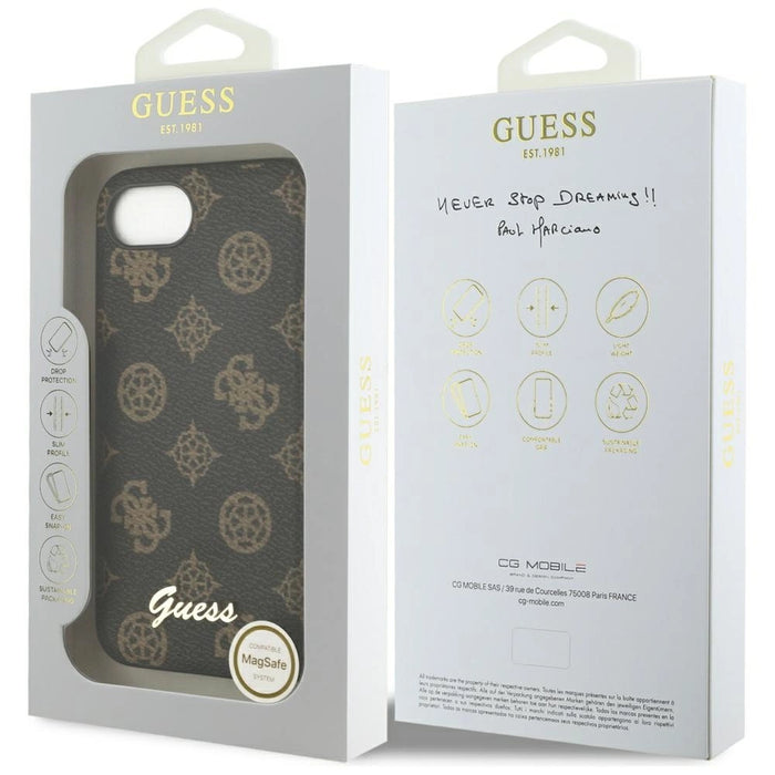 Guess Peony Script Logo MagSafe iPhone 16e Case Black