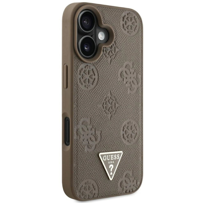 Guess Grained Hot Stamp Peony Triangle Logo MagSafe iPhone 16 Case - Brown