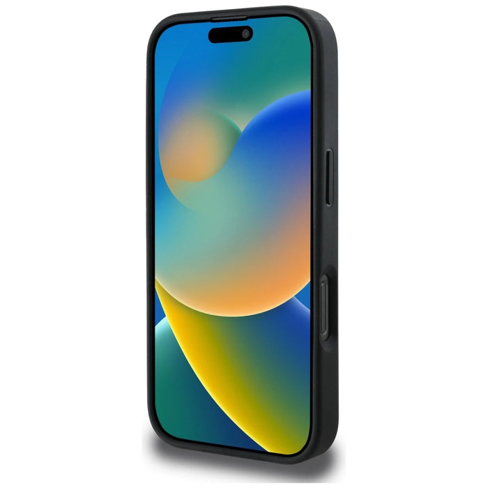 Guess Grained Hot Stamp Peony Triangle Logo MagSafe Case for iPhone 16 Pro - Black