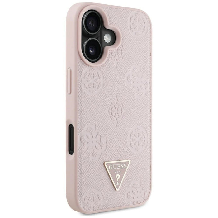 Guess Grained Hot Stamp Peony Triangle Logo MagSafe iPhone 16 Case - Pink