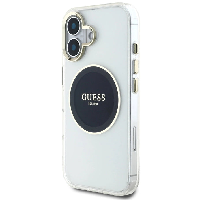 Guess IML Metal Colored Circle Classic Logo MagSafe case for iPhone 16 - black