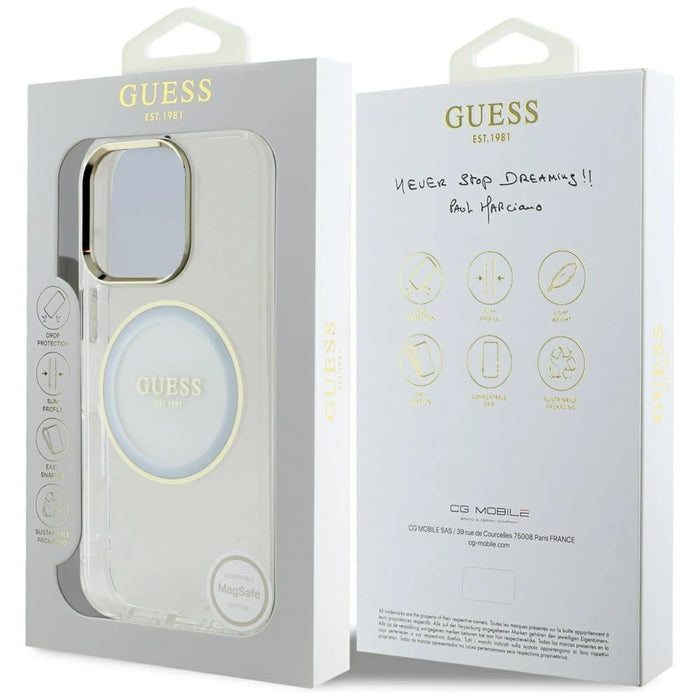 Guess IML Metal Colored Circle Classic Logo MagSafe case for iPhone 16 Pro - white