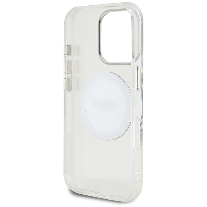 Guess IML Metal Colored Circle Classic Logo MagSafe case for iPhone 16 Pro - white