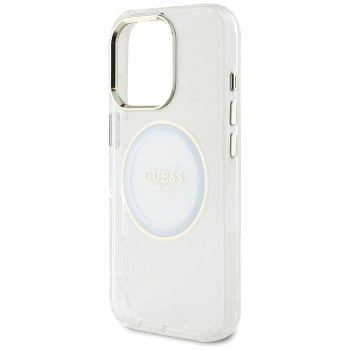 Guess IML Metal Colored Circle Classic Logo MagSafe case for iPhone 16 Pro - white