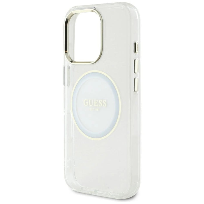 Guess IML Metal Colored Circle Classic Logo MagSafe case for iPhone 16 Pro Max - white