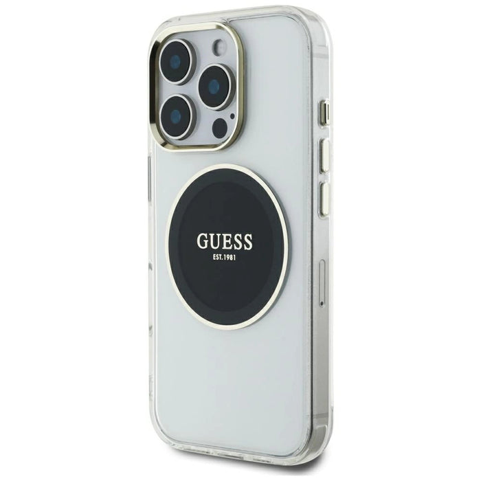 Guess IML Metal Colored Circle Classic Logo MagSafe Case for iPhone 16 Pro Max - Black