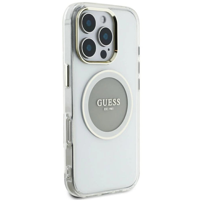 Guess IML Metal Colored Circle Classic Logo MagSafe case for iPhone 16 Pro Max - gray