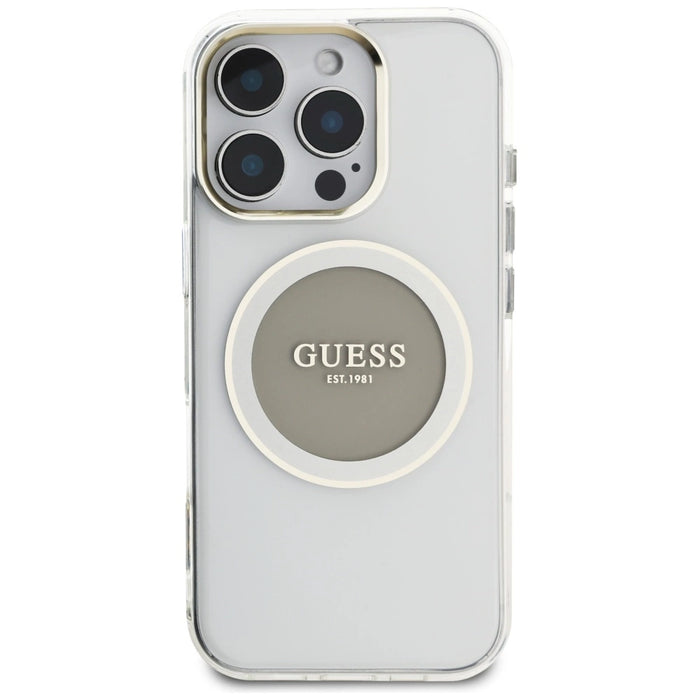 Guess IML Metal Colored Circle Classic Logo MagSafe case for iPhone 16 Pro - gray