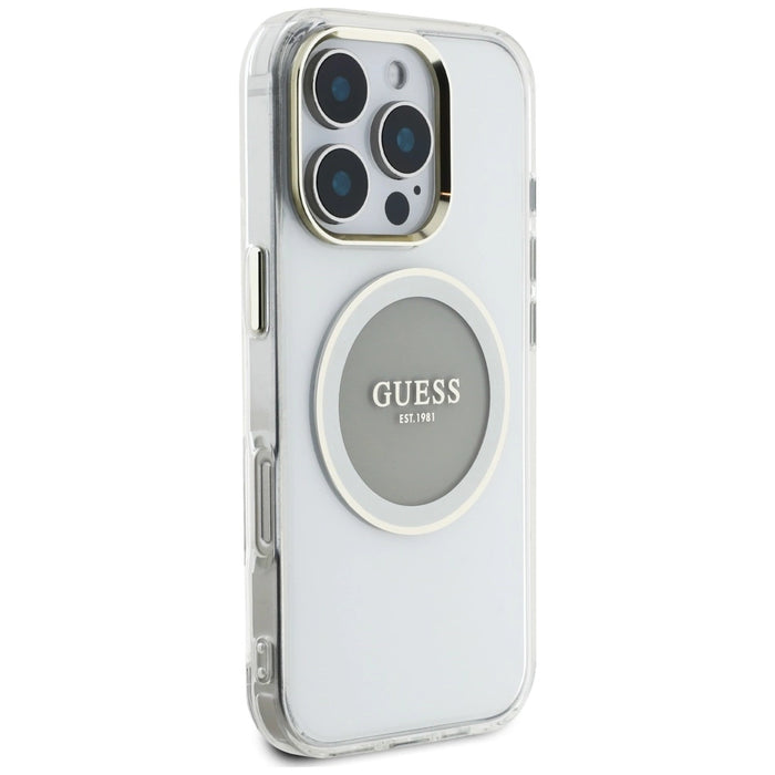 Guess IML Metal Colored Circle Classic Logo MagSafe case for iPhone 16 Pro - gray