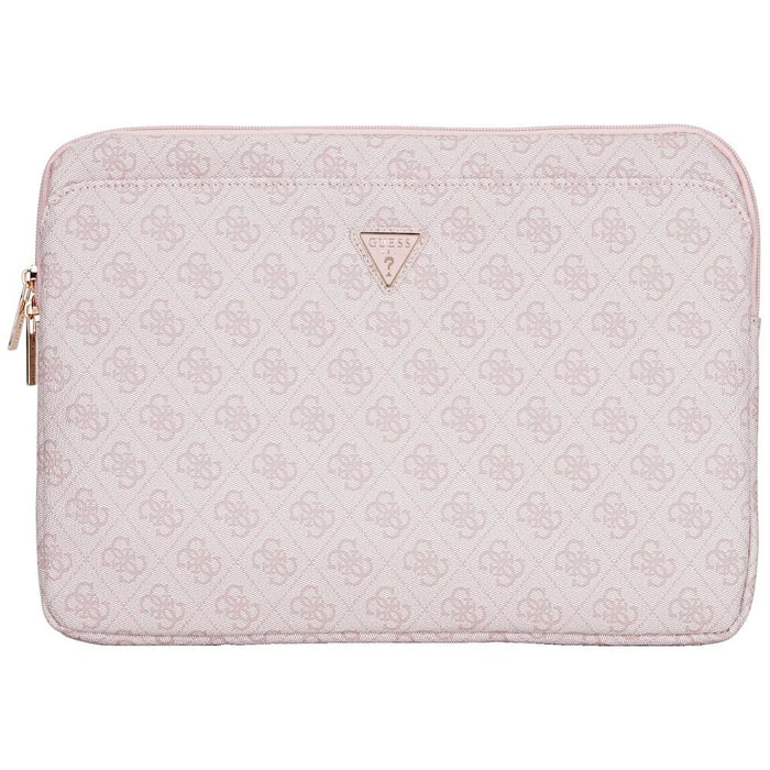 Guess Sleeve 4G Zipper Pocket Triangle Logo 14&quot; Laptop Bag - Pink