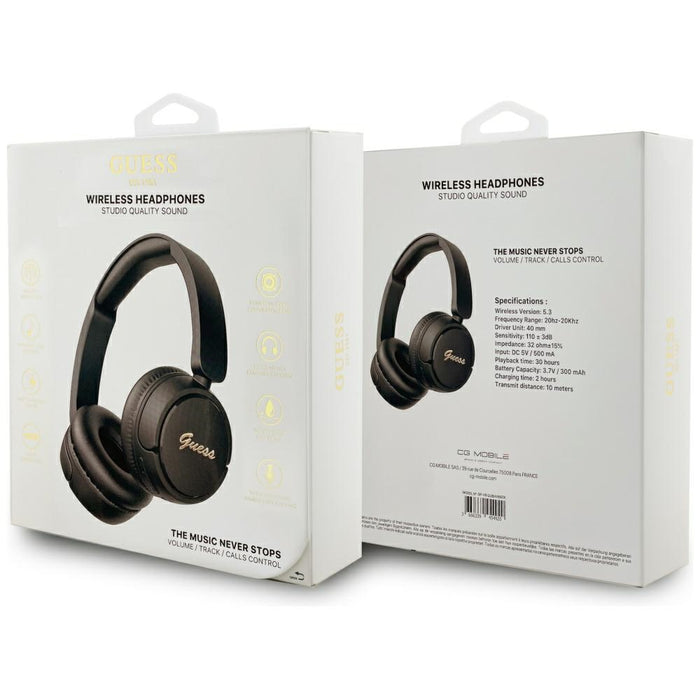 Guess Metal Logo Script Over-Ear Headphones - Black