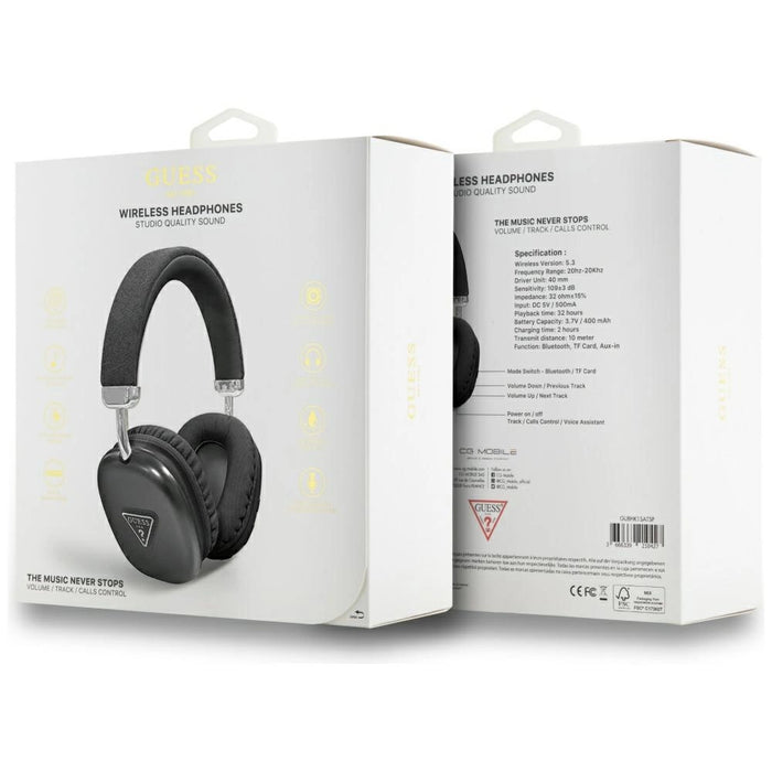 Guess Metallic Triangle Logo Over-Ear Headphones - Black