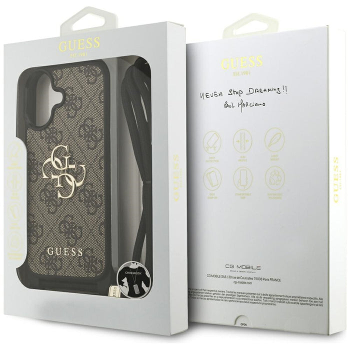Guess 4G Big Logo Cord Stap Crossbody Case for iPhone 17 - Brown