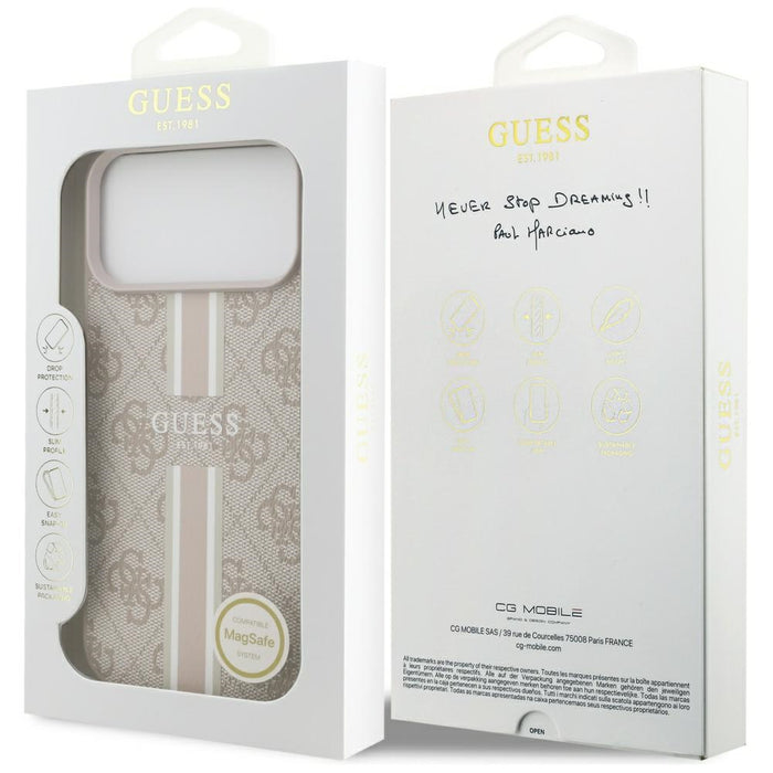 Guess 4G Printed Stripes MagSafe case for iPhone 17 Pro Max - pink
