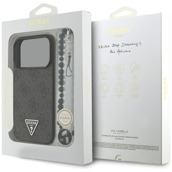 Guess 4G Strap Triangle Logo MagSafe case for iPhone 17 Pro - black