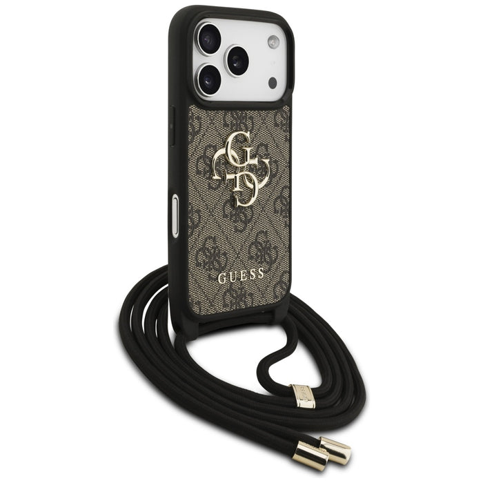 Guess 4G Big Logo Cord Stap Crossbody Case for iPhone 17 Pro - Brown