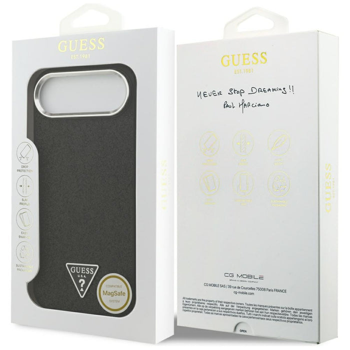 Guess Glitter Triangle Logo MagSafe Case for iPhone 17 Air - Black