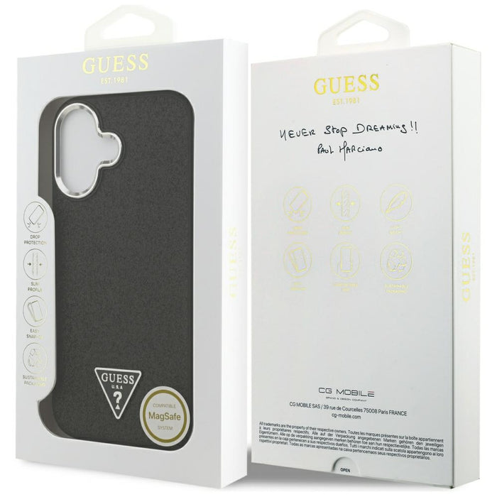 Guess Glitter Triangle Logo MagSafe Case for iPhone 17 - Black