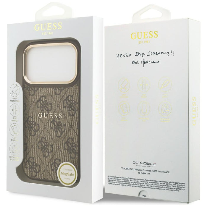 Guess 4G PU Classic Logo MagSafe Case for iPhone 17 Pro - Brown