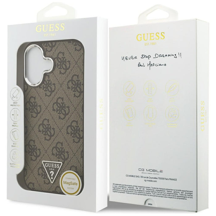 Guess 4G Triangle Logo MagSafe case for iPhone 17 - brown