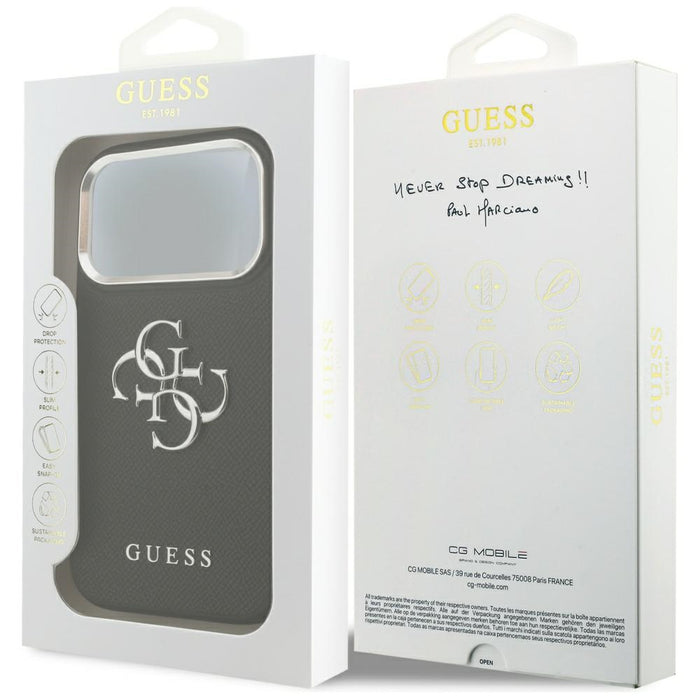 Guess Grained Big 4G Classic Logo case for iPhone 17 Pro - black