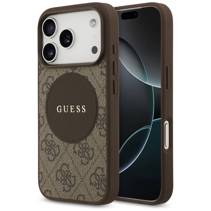 Guess 4G Circle Classic Logo MagSafe case for iPhone 17 Pro - brown