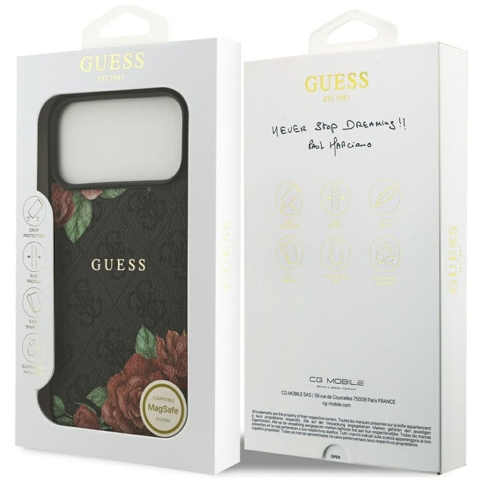 Guess 4G Flowers Print MagSafe case for iPhone 17 Pro - black