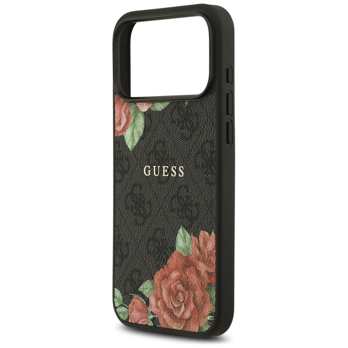 Guess 4G Flowers Print MagSafe case for iPhone 17 Pro - black