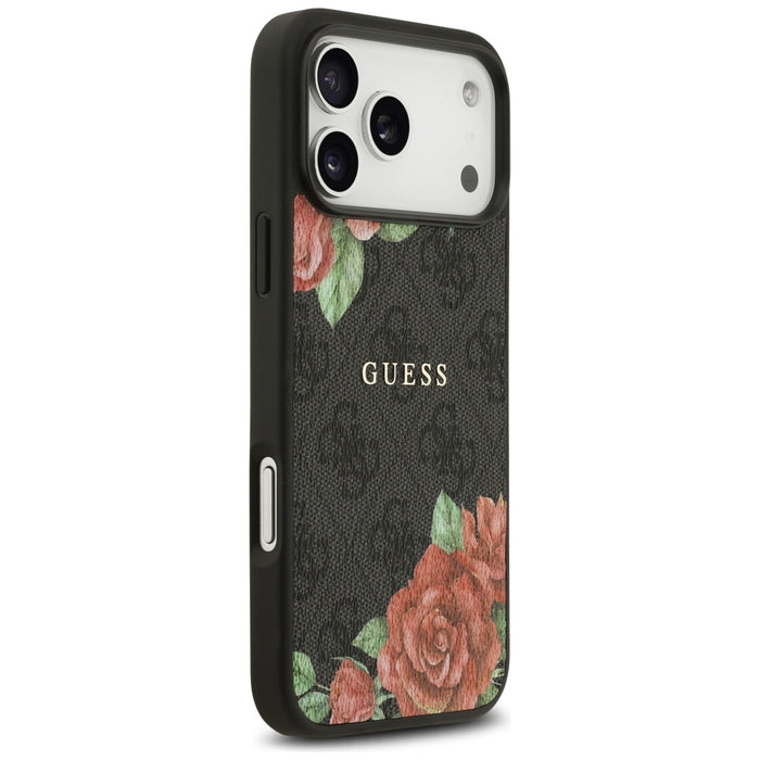 Guess 4G Flowers Print MagSafe case for iPhone 17 Pro - black