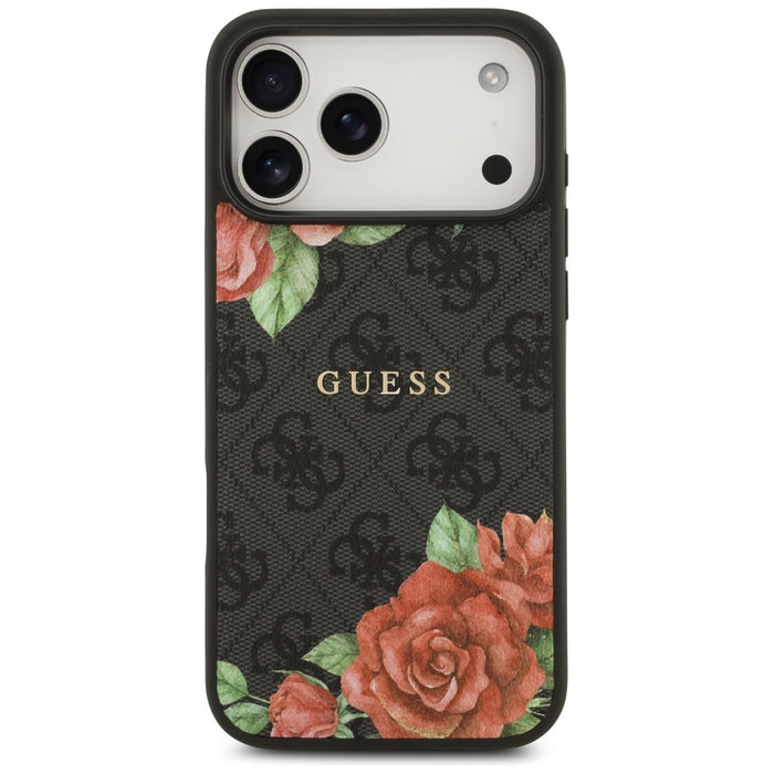 Guess 4G Flowers Print MagSafe case for iPhone 17 Pro - black