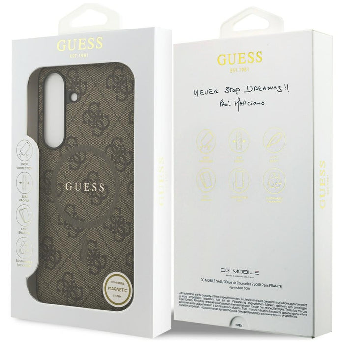 Guess 4G Ring Classic Logo MagSafe case for Samsung Galaxy S25 FE - brown