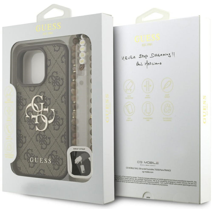 Guess 4G Strap 4G Classic Logo Case for iPhone 16 Pro - Brown