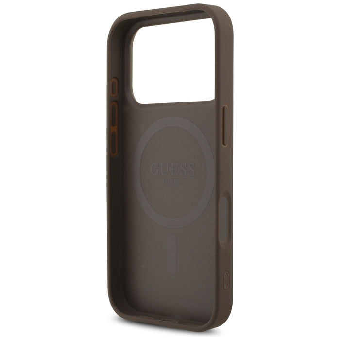Guess 4G Strap Triangle Logo MagSafe case for iPhone 17 Pro - brown