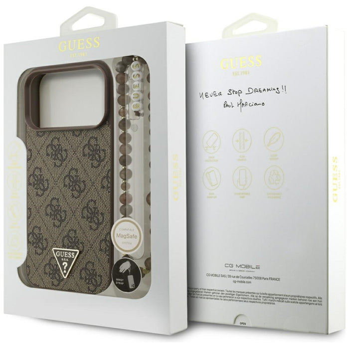 Guess 4G Strap Triangle Logo MagSafe Case for iPhone 17 Pro Max - Brown