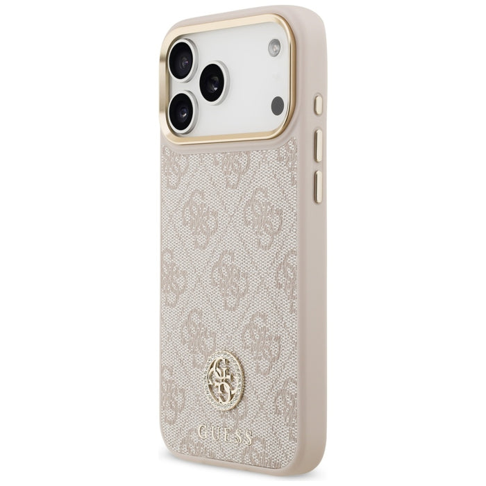 Guess 4G Strass Logo &amp; Big Strap Metal Buttons MagSafe Case for iPhone 17 Pro Max - Pink