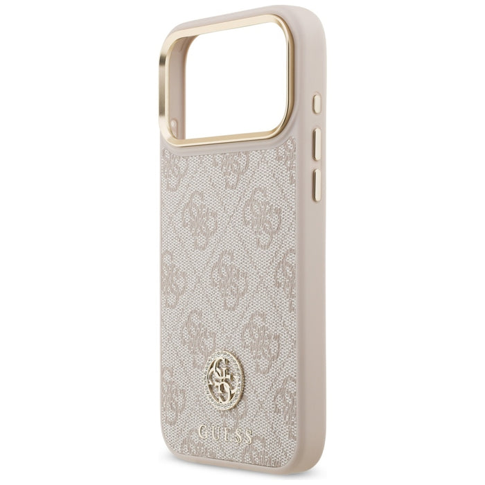 Guess 4G Strass Logo &amp; Big Strap Metal Buttons MagSafe Case for iPhone 17 Pro Max - Pink